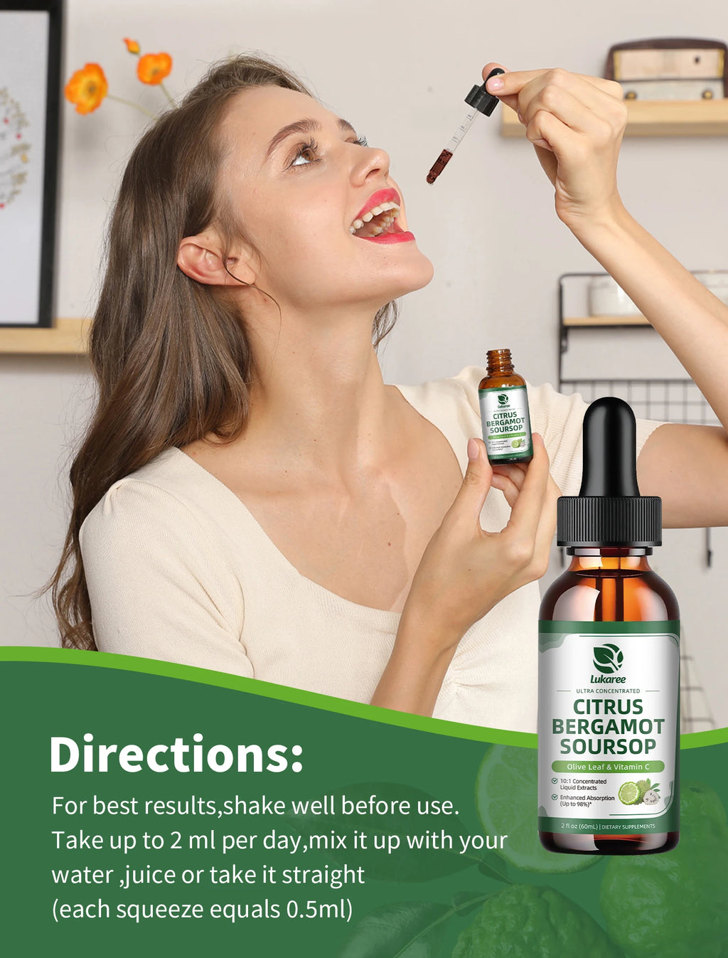 Citrus Bergamot Liquid Drops with Soursop, Red Yeast Rice & Olive Leaf