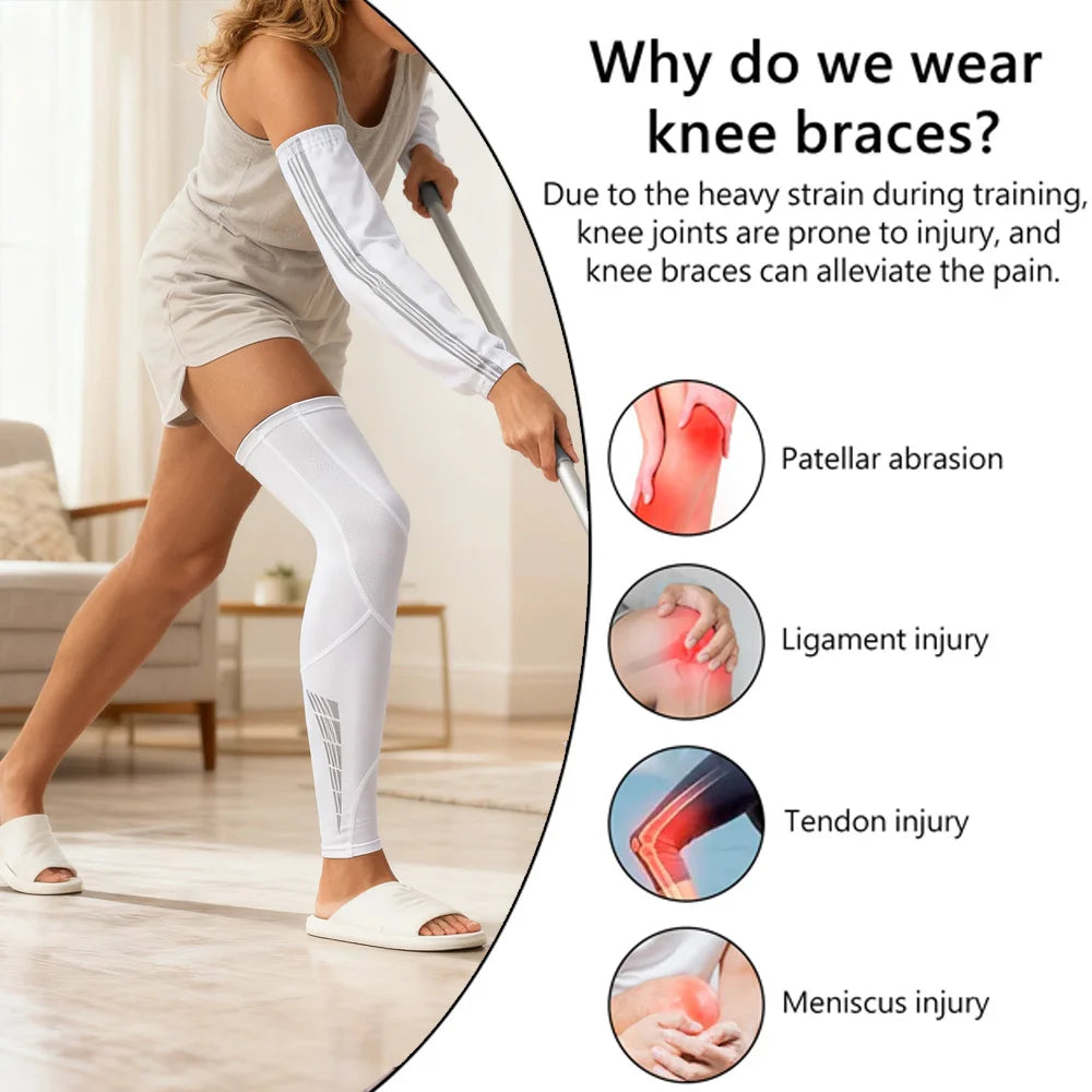 Full Leg Compression Sleeves with Anti-Slip Grip