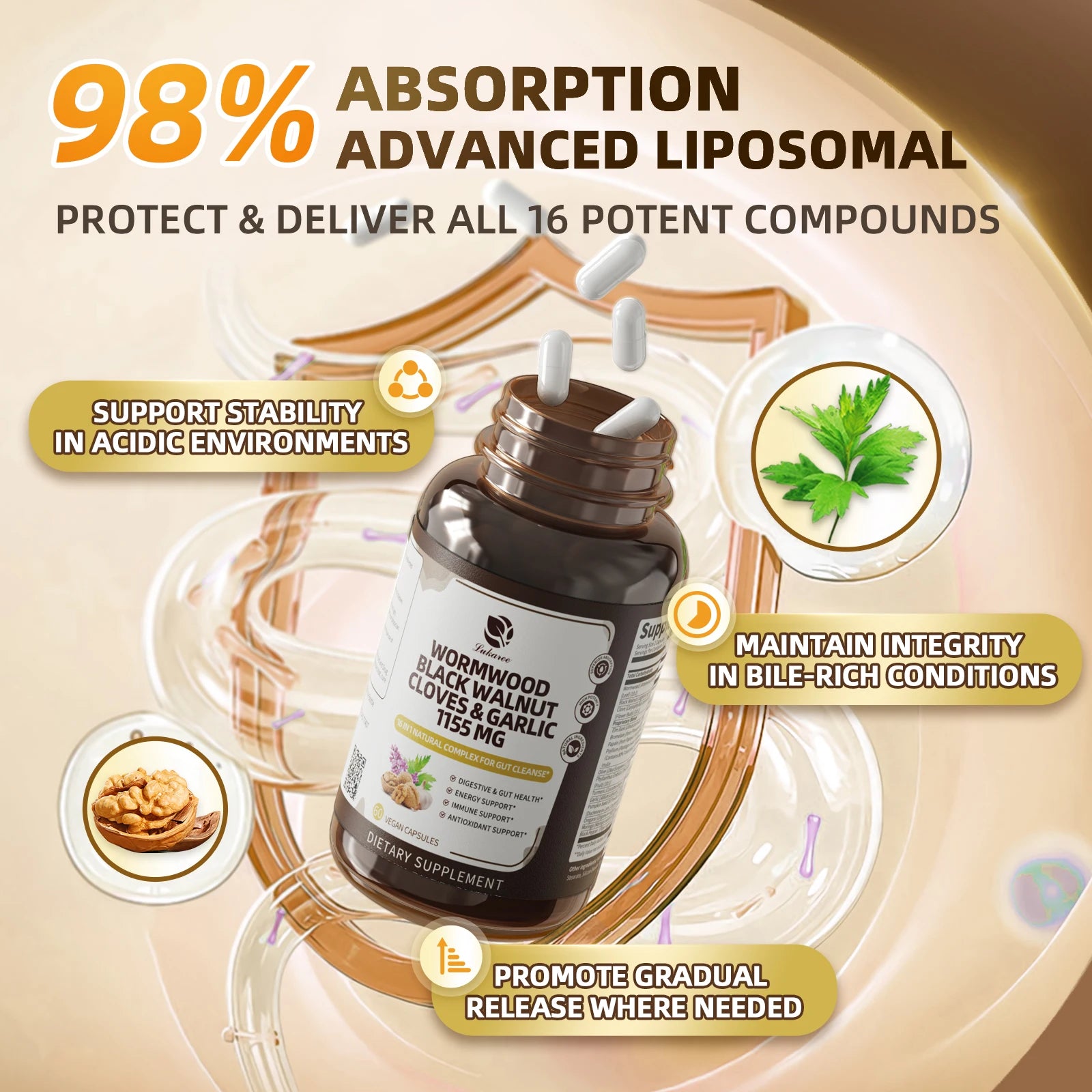 Lukaree 16-in-1 Black Walnut Wormwood Capsules