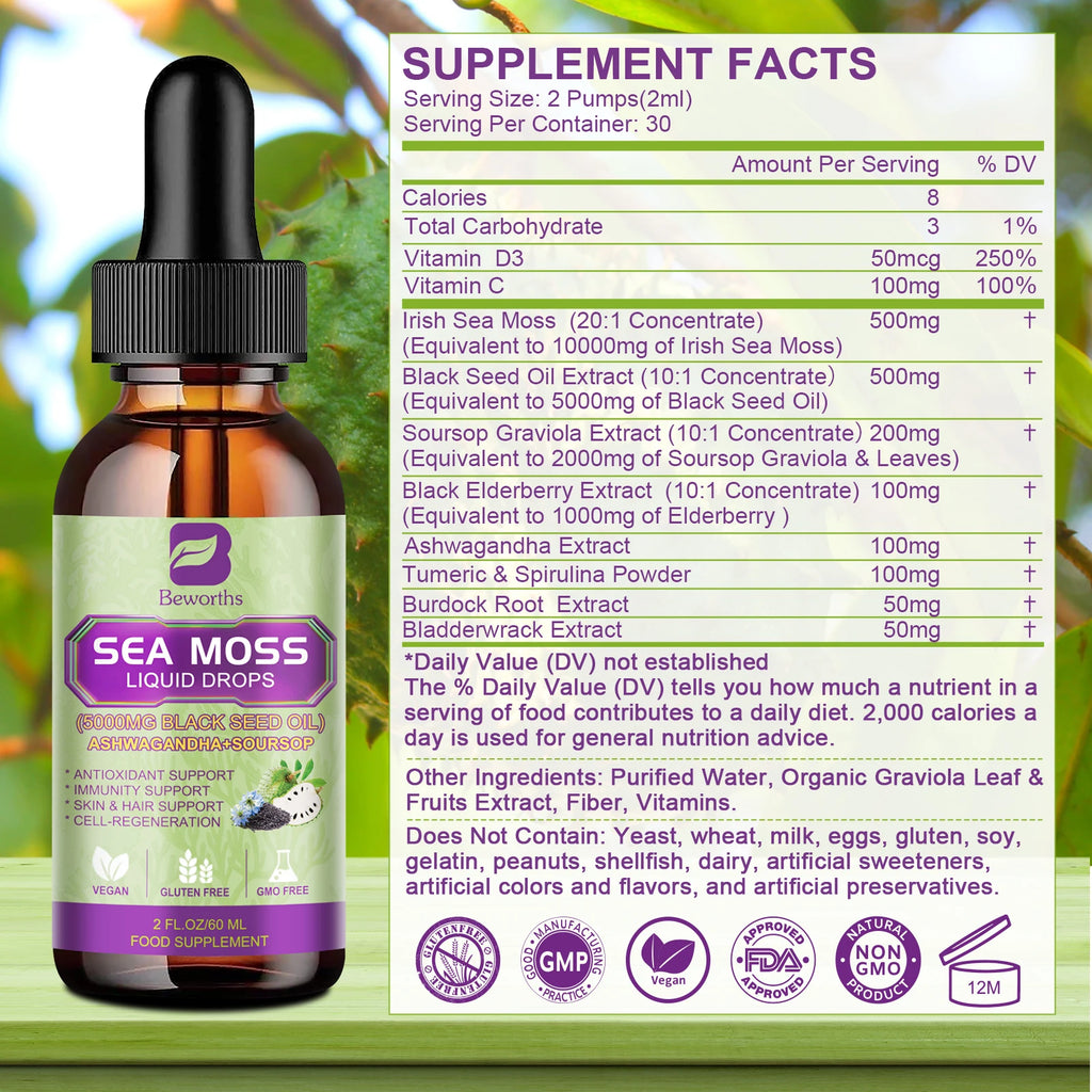 Sea Moss Extract Liquid Drops (60ml)