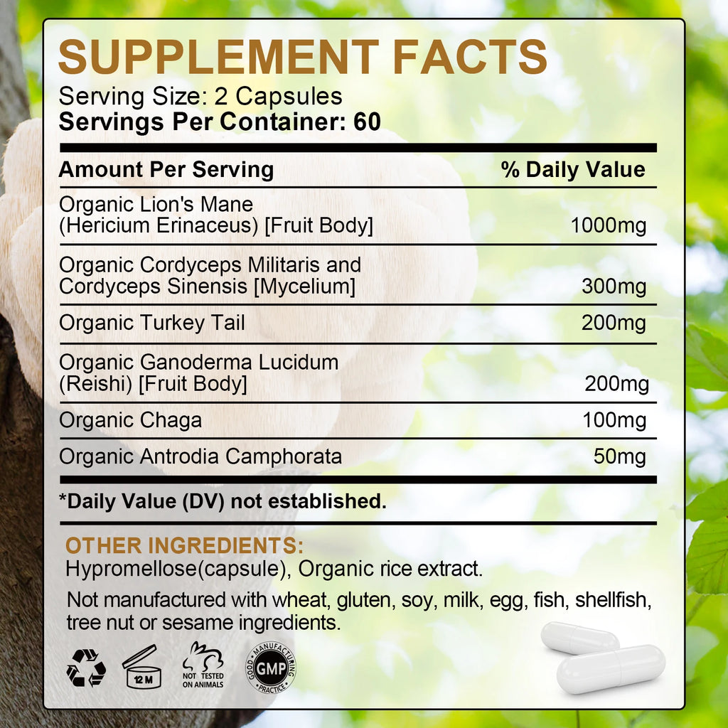 Lion's Mane Mushroom & Cordyceps Capsules
