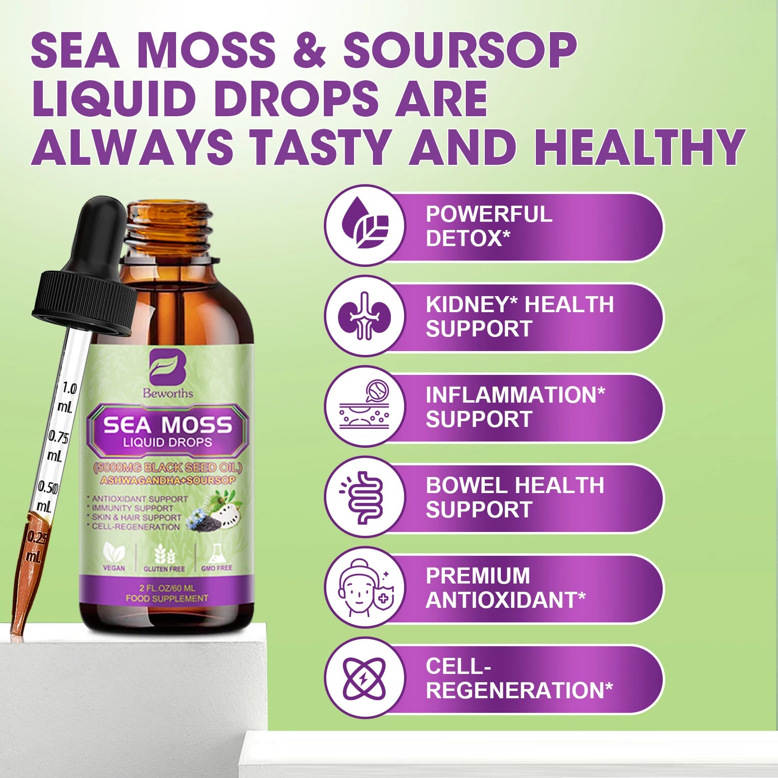 Sea Moss Extract Liquid Drops (60ml)