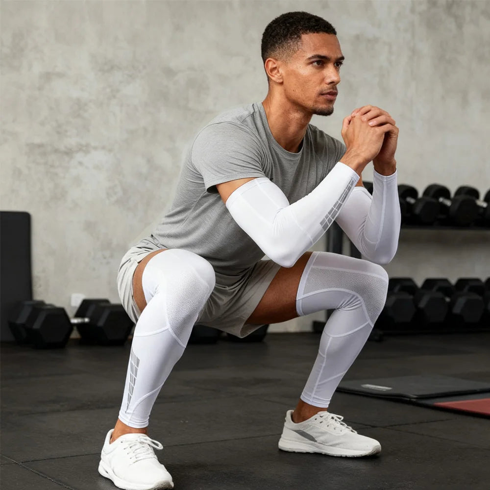 Full Leg Compression Sleeves with Anti-Slip Grip