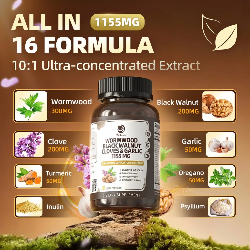 Lukaree 16-in-1 Black Walnut Wormwood Capsules