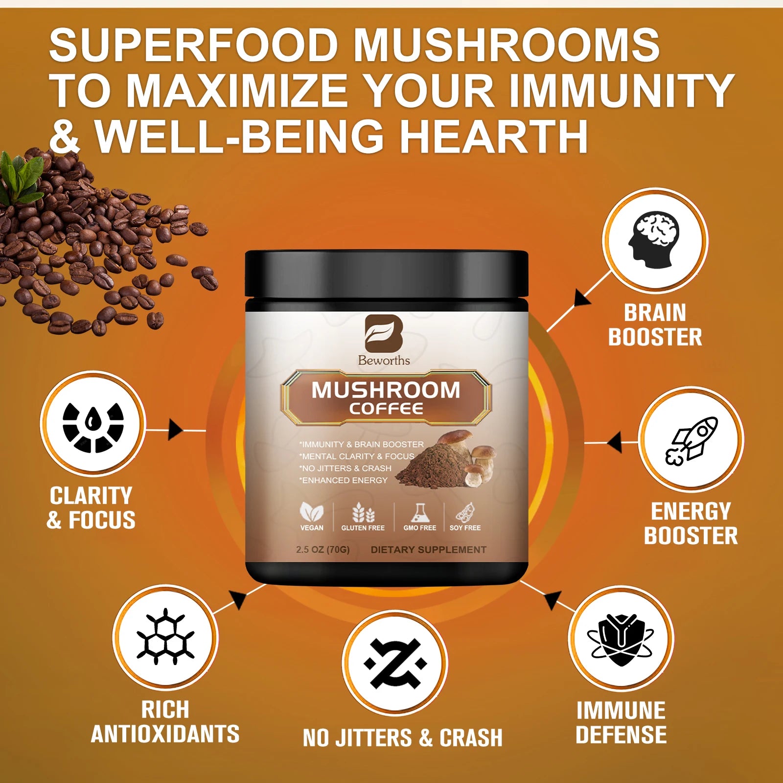 Mushroom Coffee Blend with Reishi & Lion's Mane (70g)